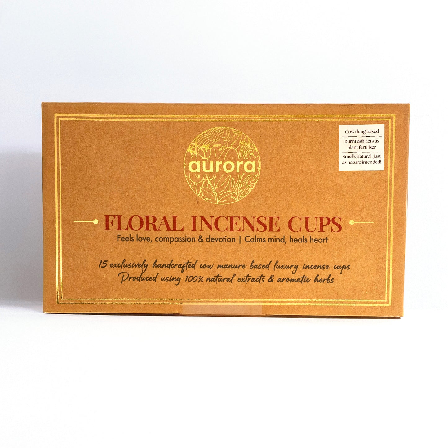 Incense cups - Floral (Made from Cow dung)