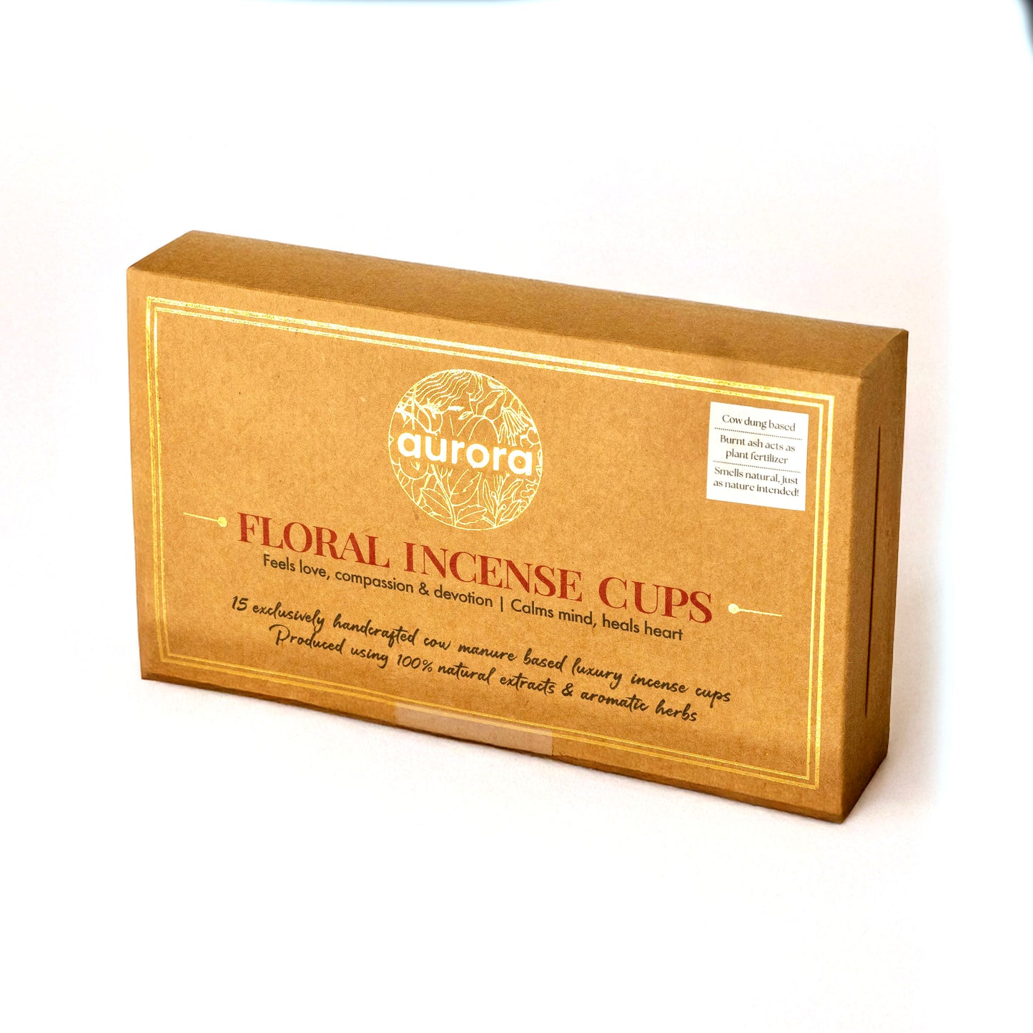 Incense cups - Floral (Made from Cow dung)