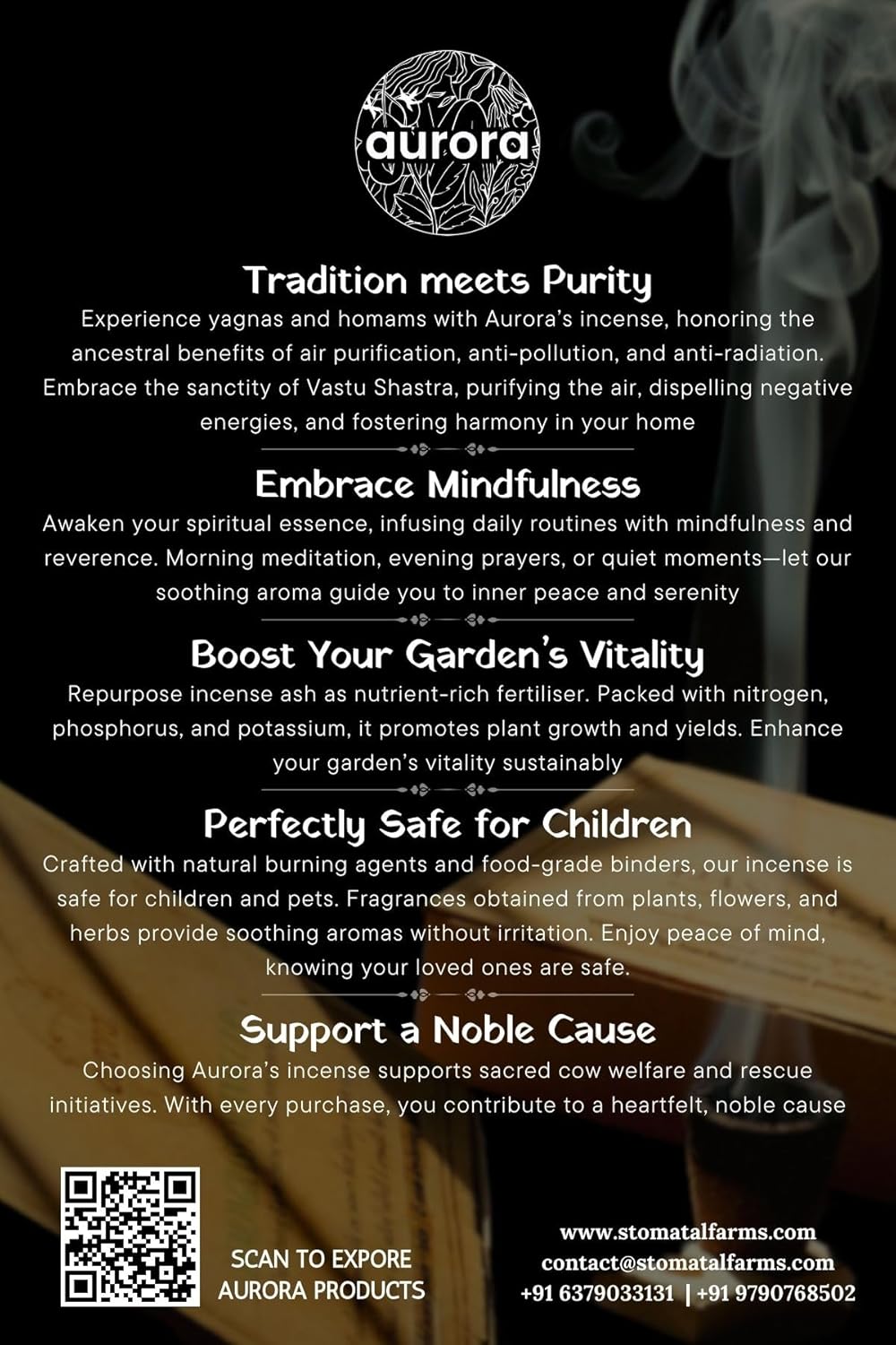 AURORA Cow Dung Incense Floral Combo Set with Handcrafted Incense Cups and Sticks | Floral Extracts & Herbs | 15 Incense Sticks + Holder | 15 Incense Cups + Holder